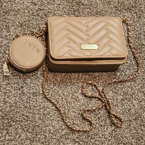 Bebe Tan Quilted Crossbody Bag